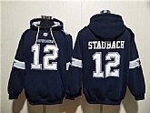 Men's Dallas Cowboys #12 Roger Staubach Navy Ageless Must-Have Lace-Up Pullover Hoodie,baseball caps,new era cap wholesale,wholesale hats